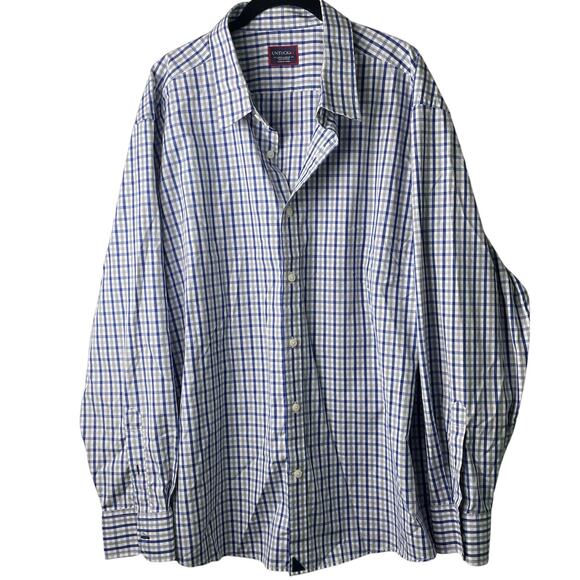 Untuckit XXL Blue Gray plaid Button Down Dress Shirt 2XL - Picture 1 of 3